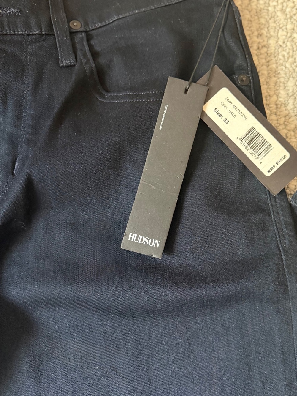 NEW Hudson Men's Jeans Blake Slim Straight AIRWALK Dark Blue Size 33x 34 - Picture 7 of 10